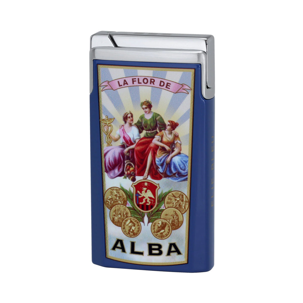 Elie Bleu "J15" – La Flor de Alba Lacquer Blue Pocket Lighter