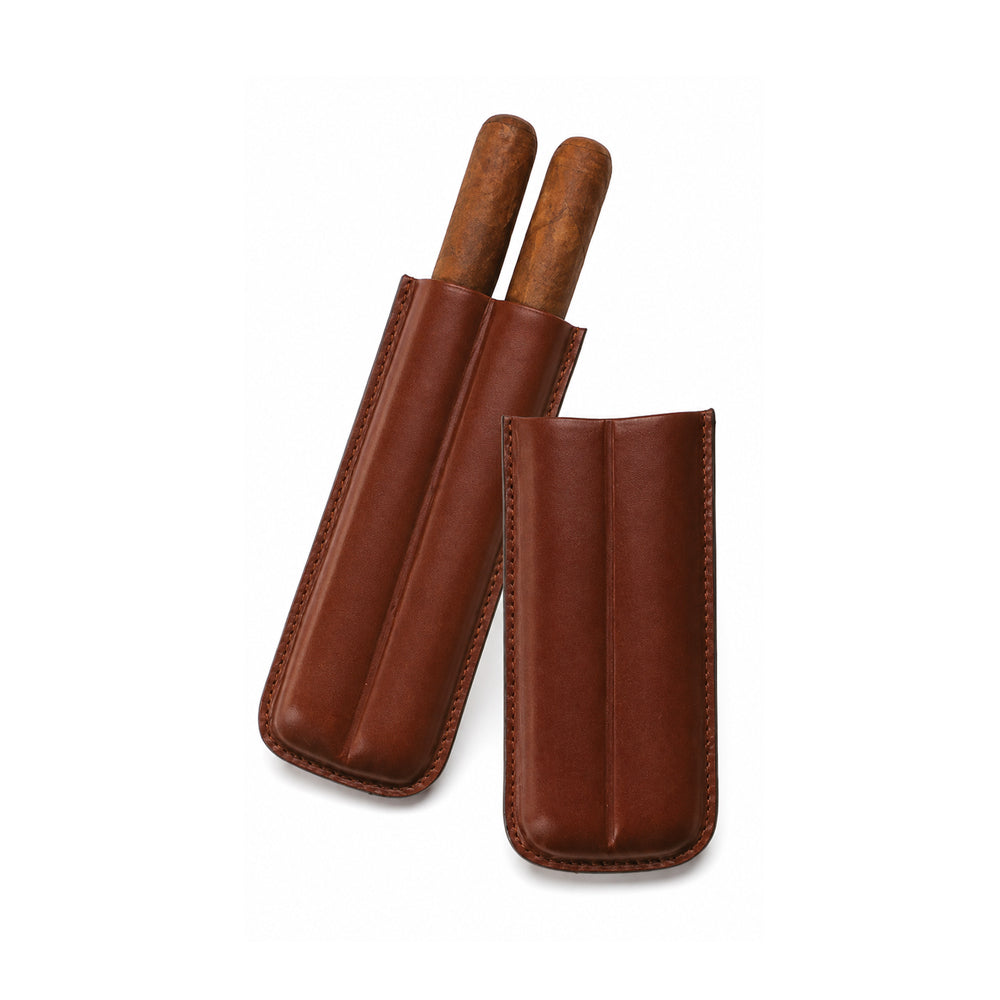 2 Cigar Leather Case – Brown