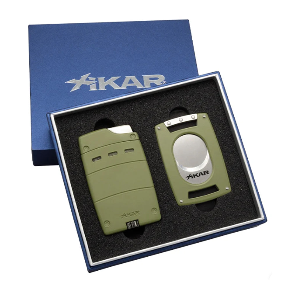 XIKAR Ultra Mag Torch Lighter / Ultra Slim Cigar Cutter Magnetic Combo – Olive Drab